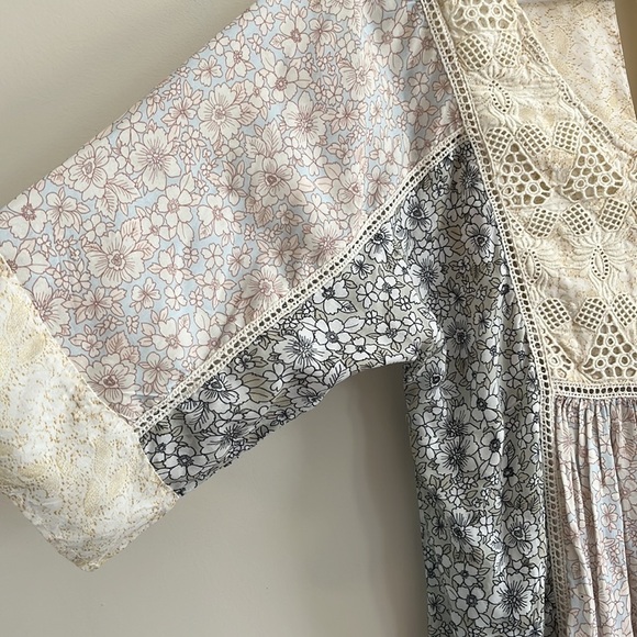 Sundance Short and Sweet Dress Lace Crochet Patchwork Floral Boho mix pattern S - Picture 4 of 7